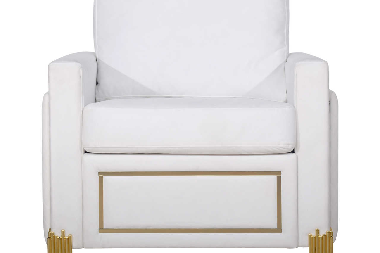 Glamor White Gold Velvet Living Room Set