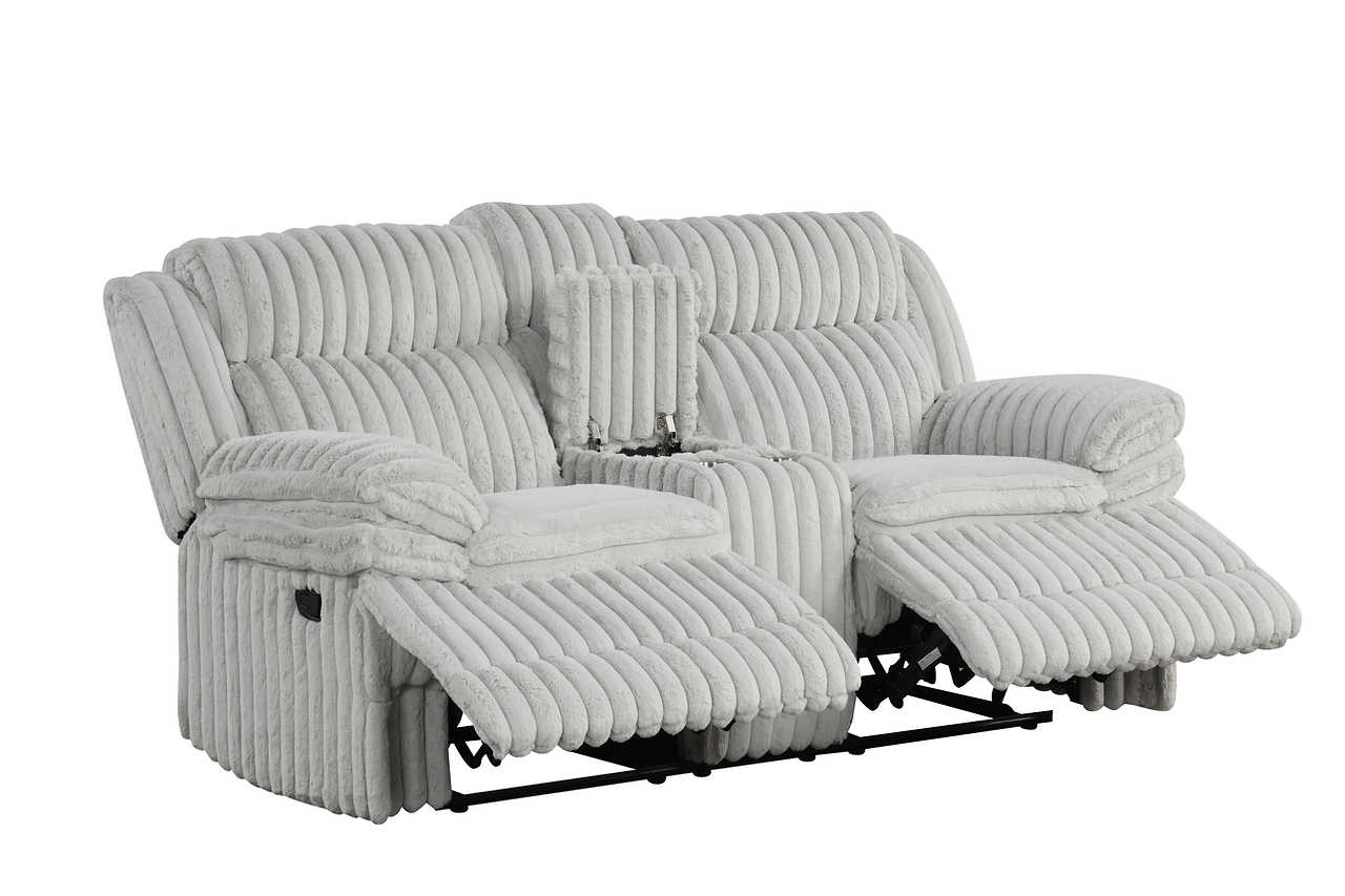 Mellow Grey Thick Stripe Fabric 3-Piece Reclining Set