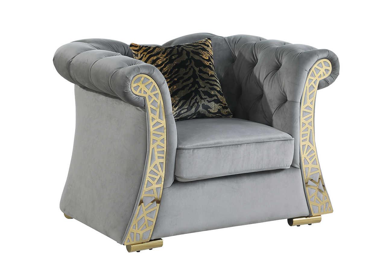 Curamo Grey Velvet Living Room Set