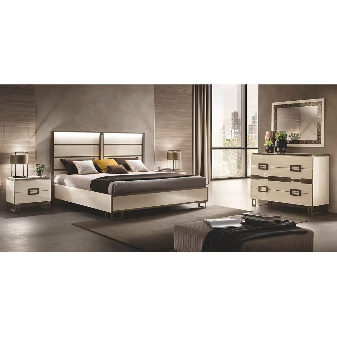Poesia High Gloss Italian Bedroom Set with LED Bed from Ella Furniture
