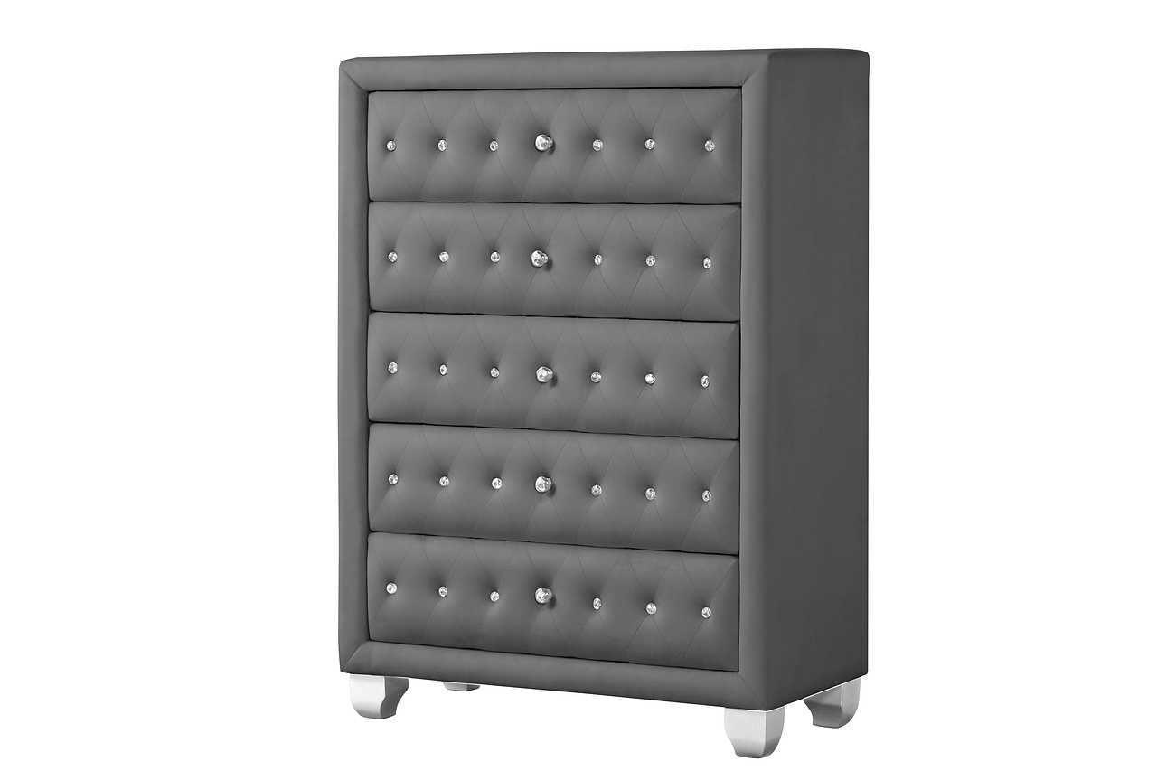 Olivia Gray Velvet Tufted Wingback Platform Bedroom Set