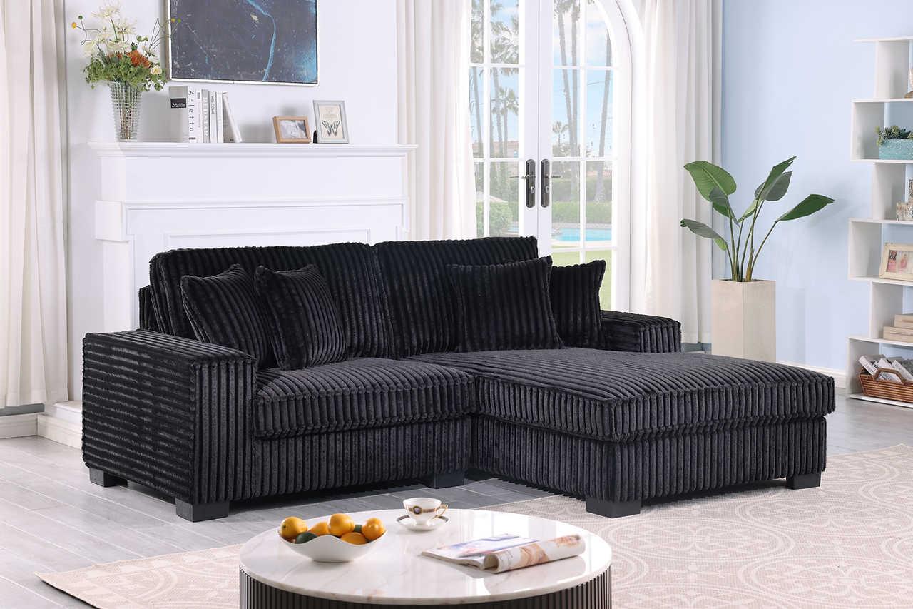 Comfy II Black Velvet 2-Piece Sectional