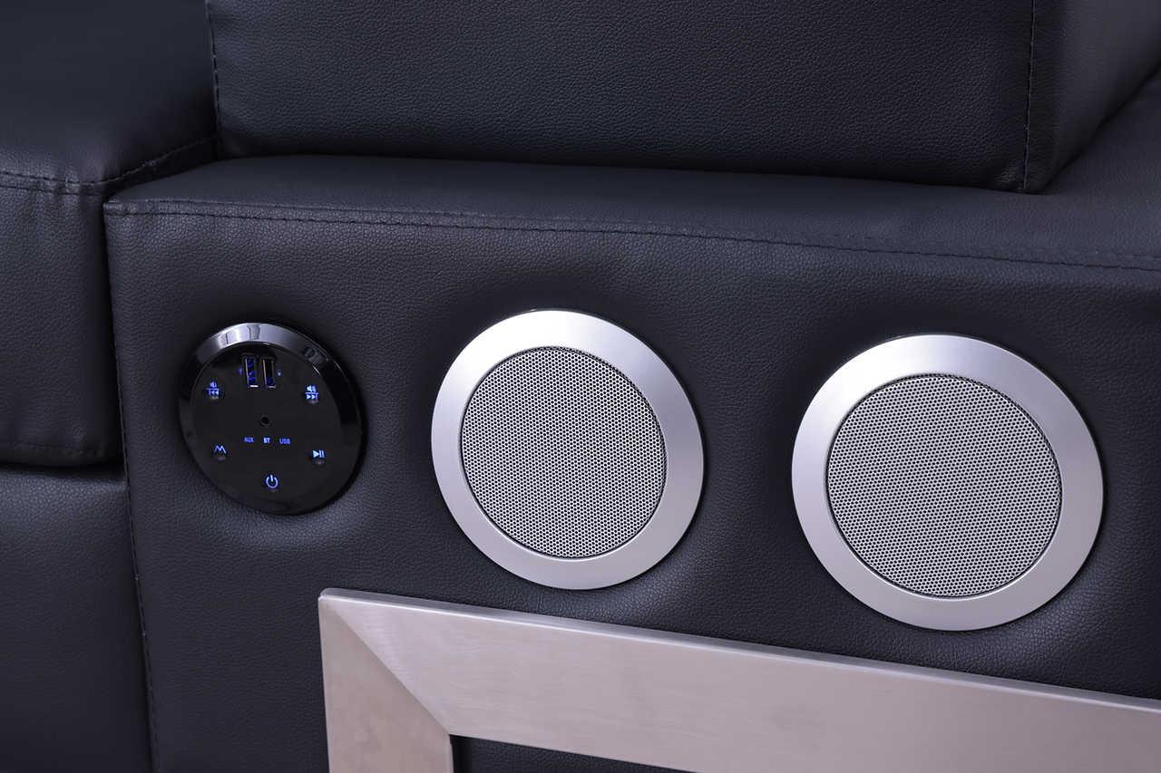 Magic Black PU LED Speaker Sectional