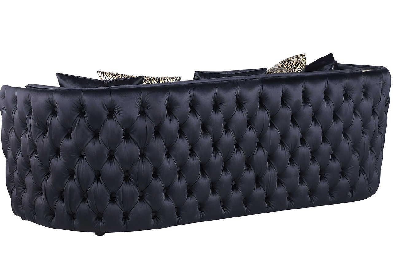 Roka Black Modern Tufted Reclining Sofa & Loveseat - Ella Furniture