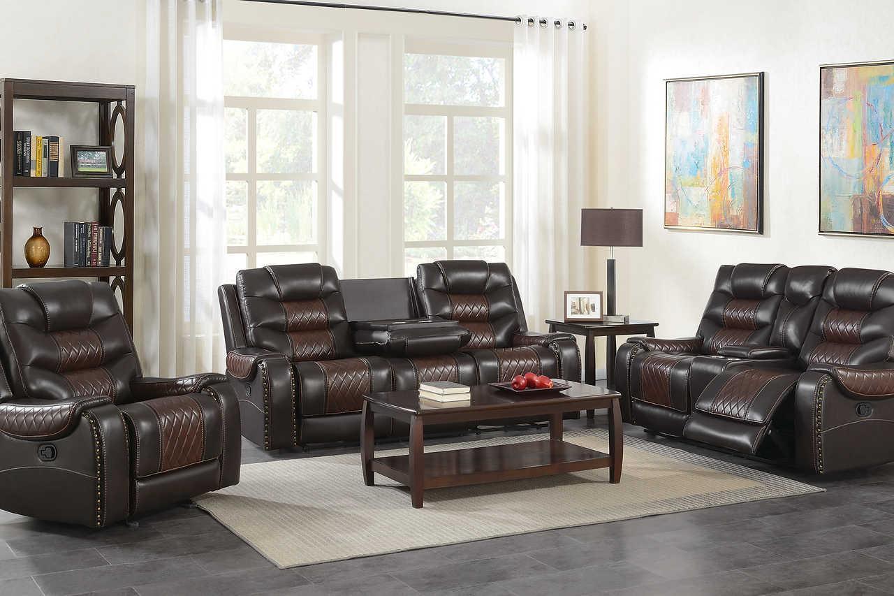 Phoenix Brown Faux Leather Cupholder 3-Piece Reclining Set
