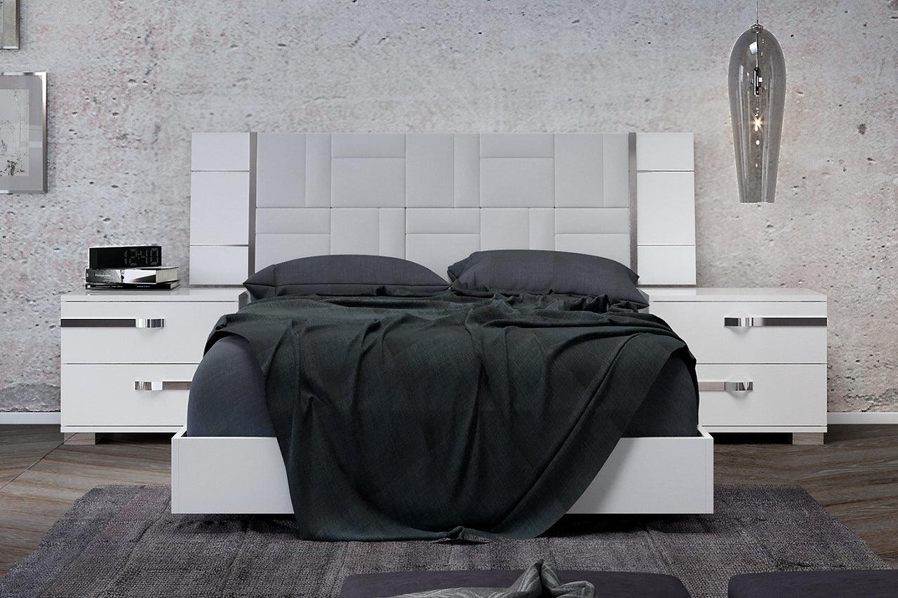 Dream Geo White Modern Contemporary Marble Top Solid Wood 2-Drawers Nightstand - Ella Furniture