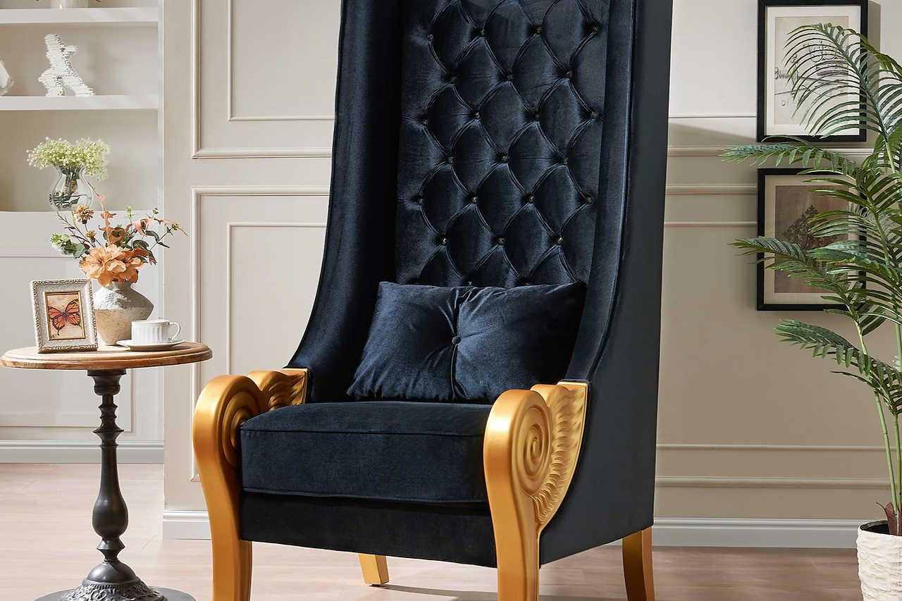 Throne Black 62.5" Tall Accent Chair