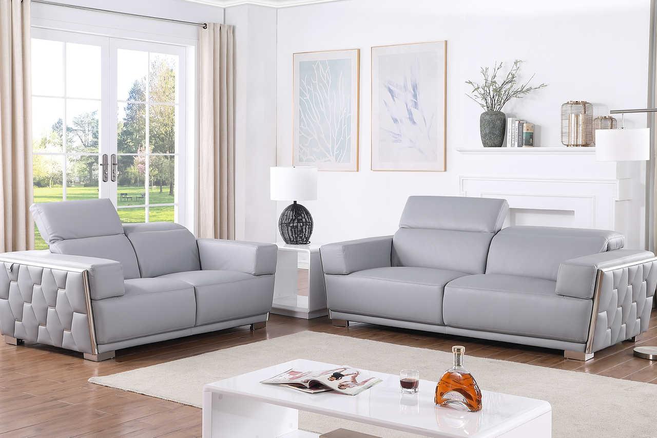 Hexor Light Blue Leather Living Room Set