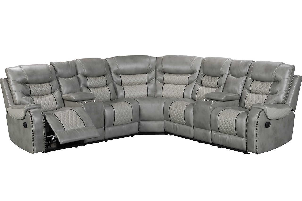 Phoenix II Grey Upholstered Reclining Sectional