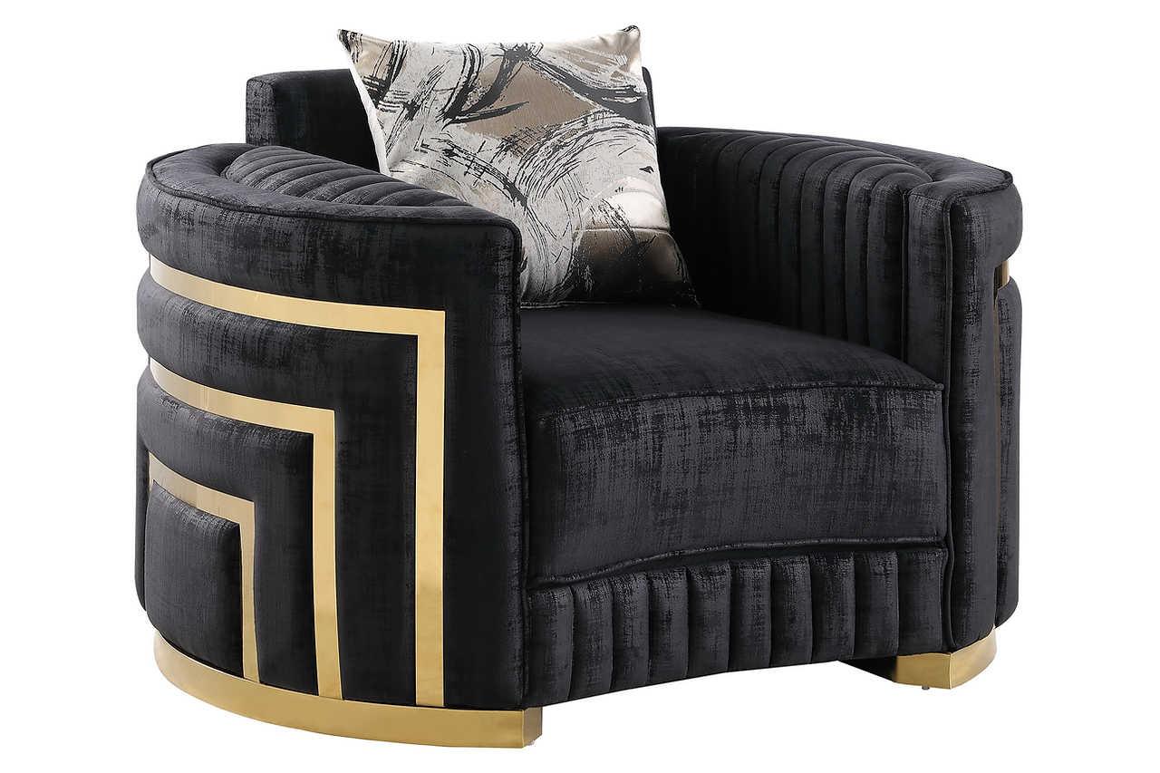 Minerva Black Velvet Living Room Set