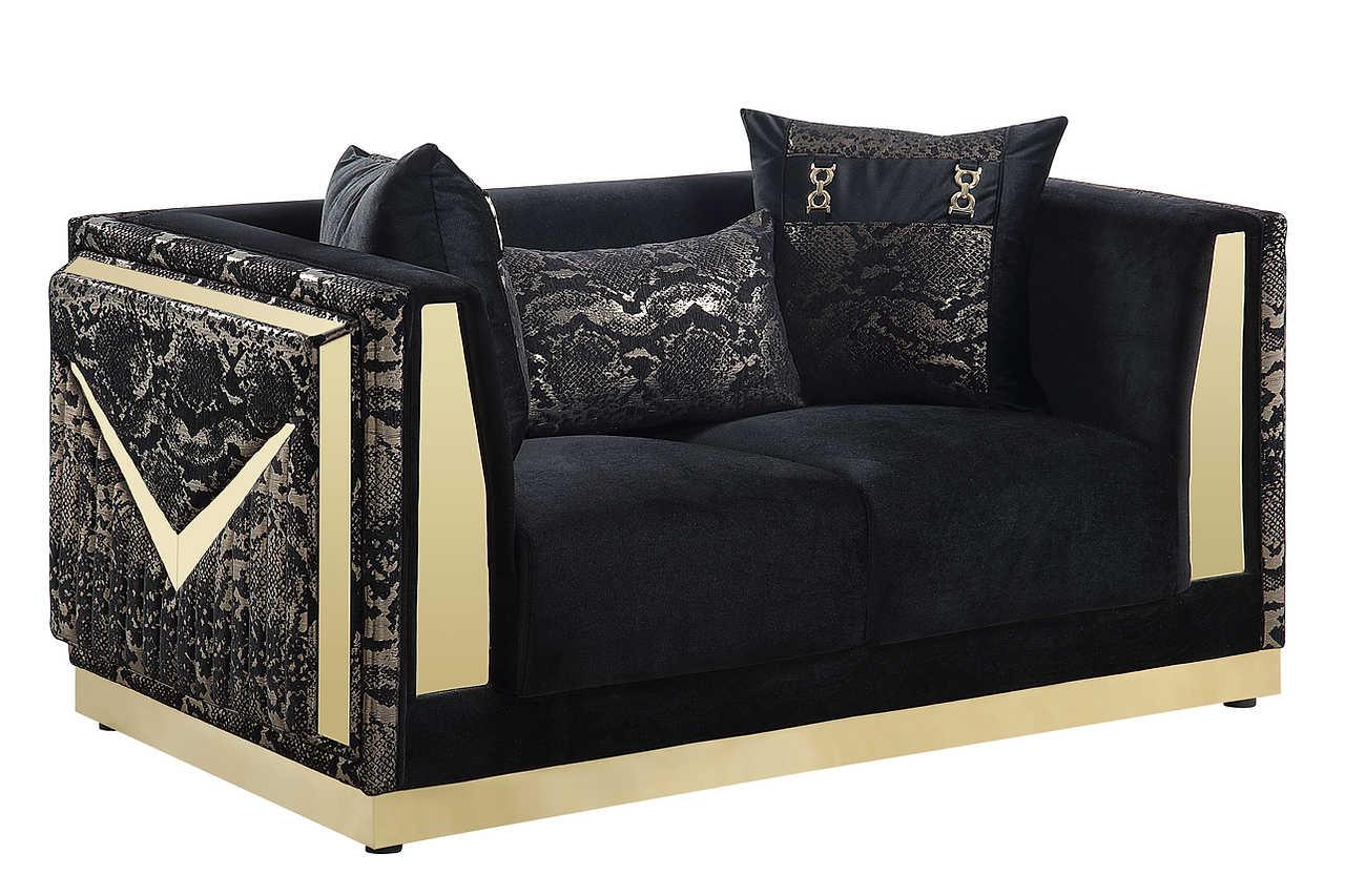 Monaco Black Velvet Living Room Set