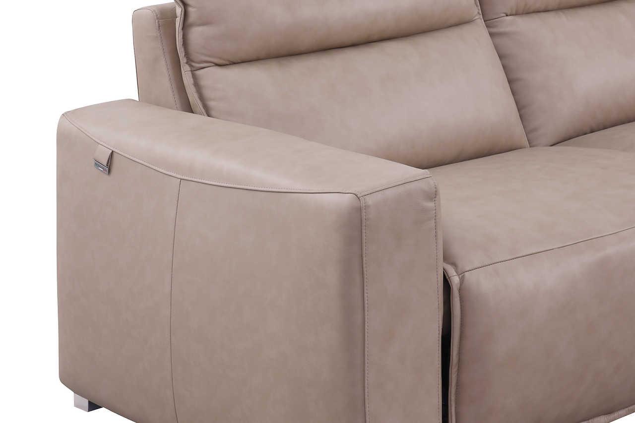 Sierra Beige Leather Reclining Sectional