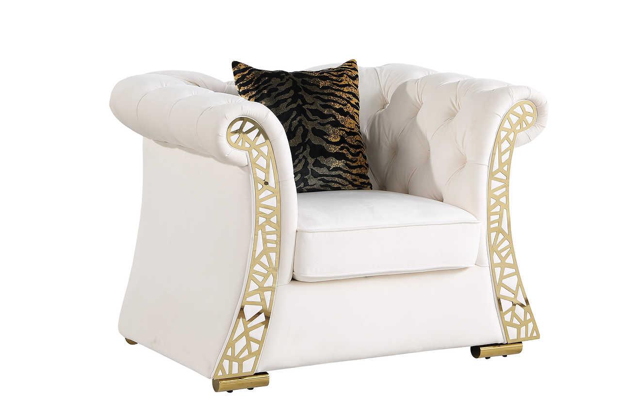 Curamo Cream Velvet Living Room Set