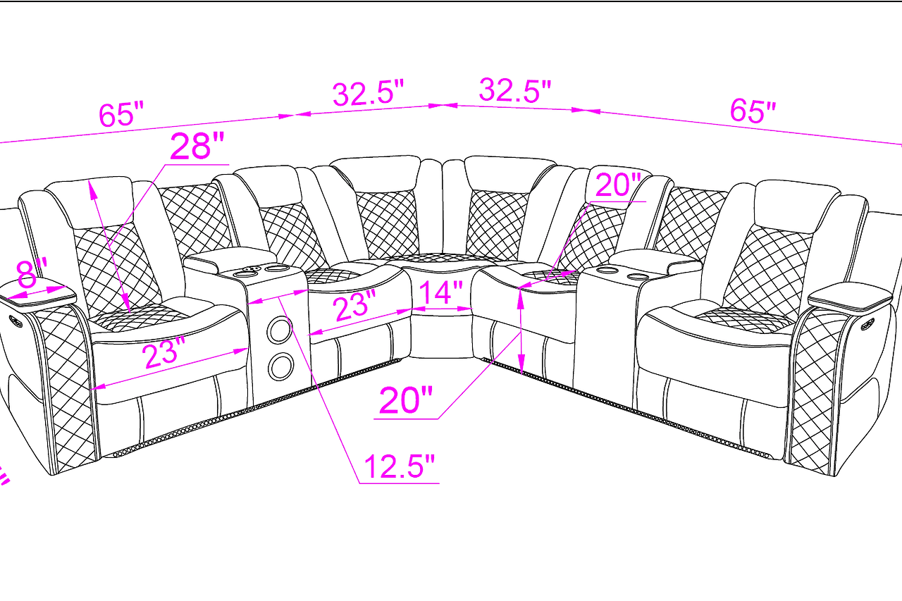 Eclipse Sand Leather 3-Piece Power Reclining Sectional