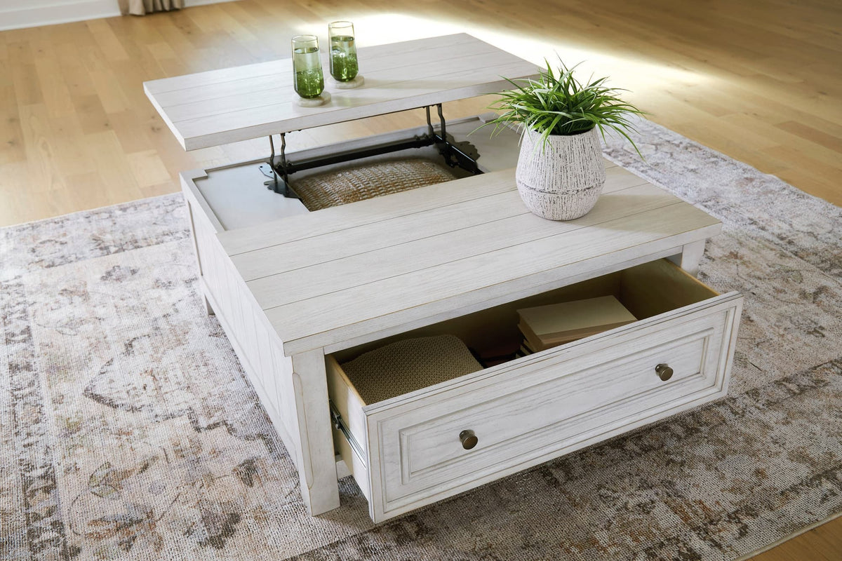 Antique White Lift-Top Coffee Table with Drawer and Hidden Storage — product image 3
