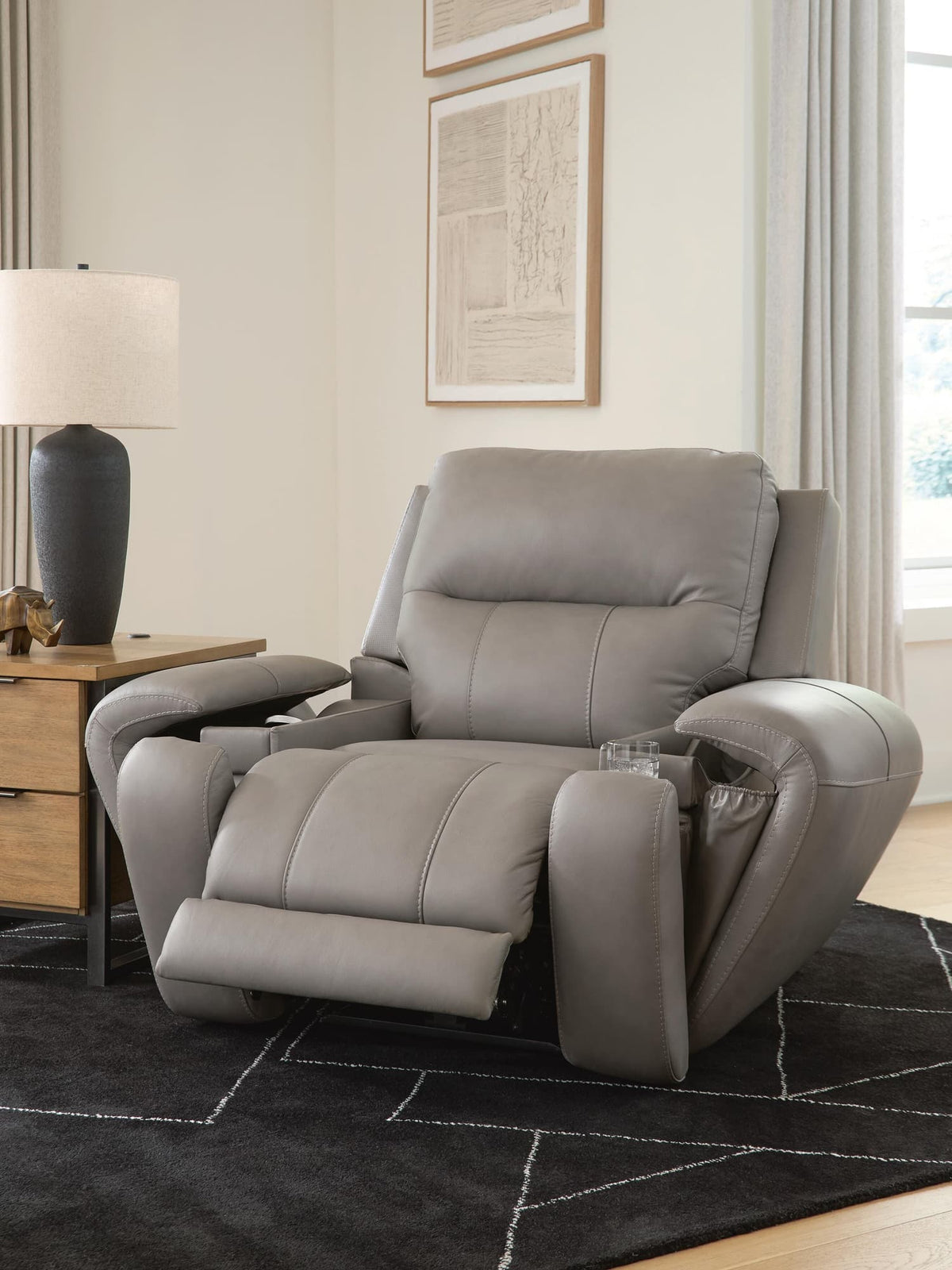 Real Moments Ash Leather Power Recliner with Audio Seating — product image 9