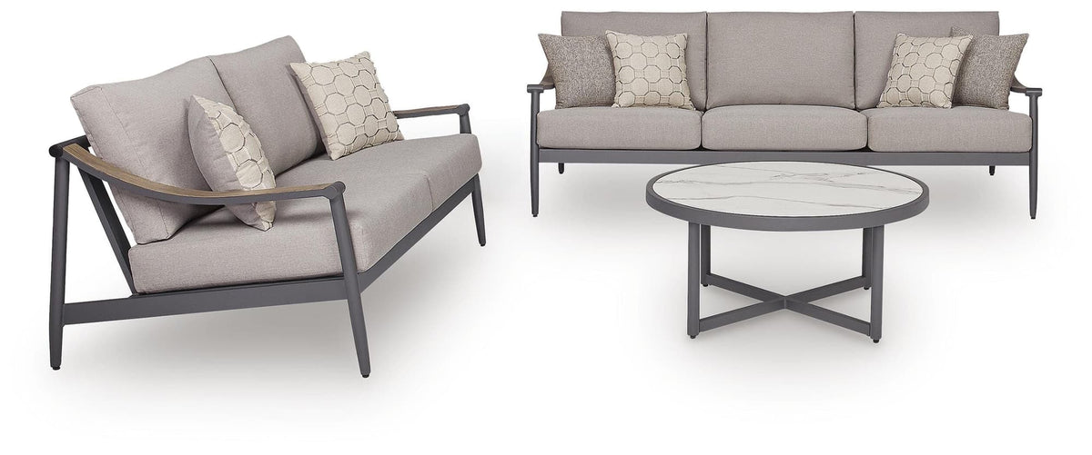 Ocean Gray Beach Outdoor Sofa and Loveseat with Coffee Table Set — product image 2