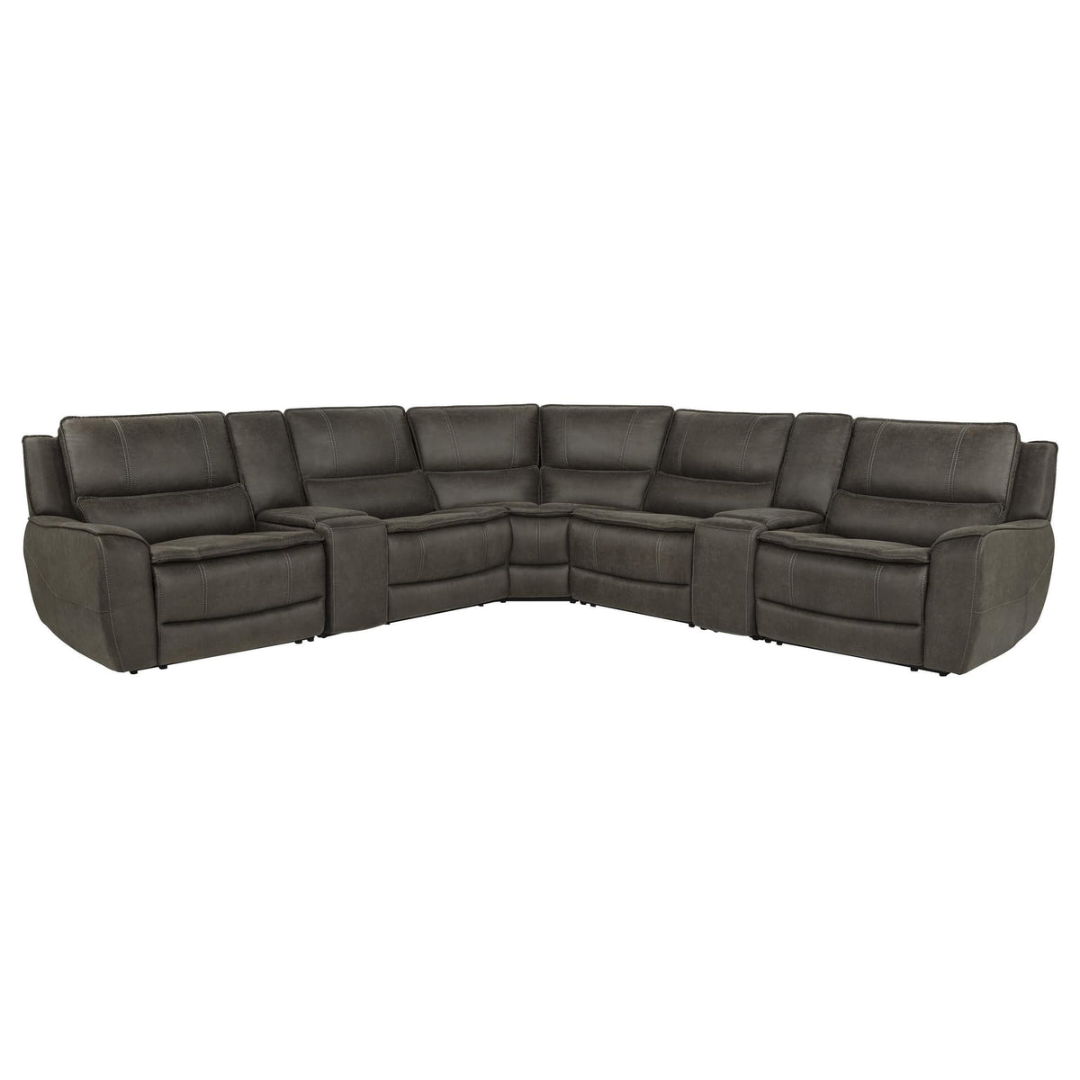 Marcell 7-Piece L-Shaped Power Reclining Sectional with Dual Consoles Grey — product view