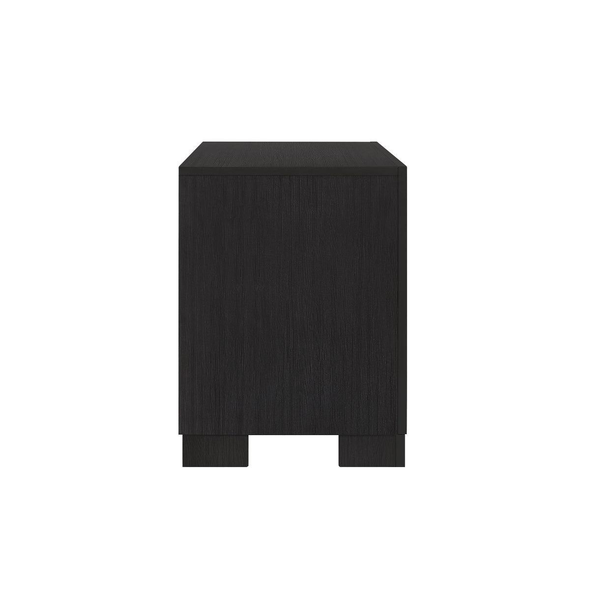 Bellante Black Modern Contemporary Solid Wood And Veneers Bookcase Storage LED Bedroom Set - Ella Furniture