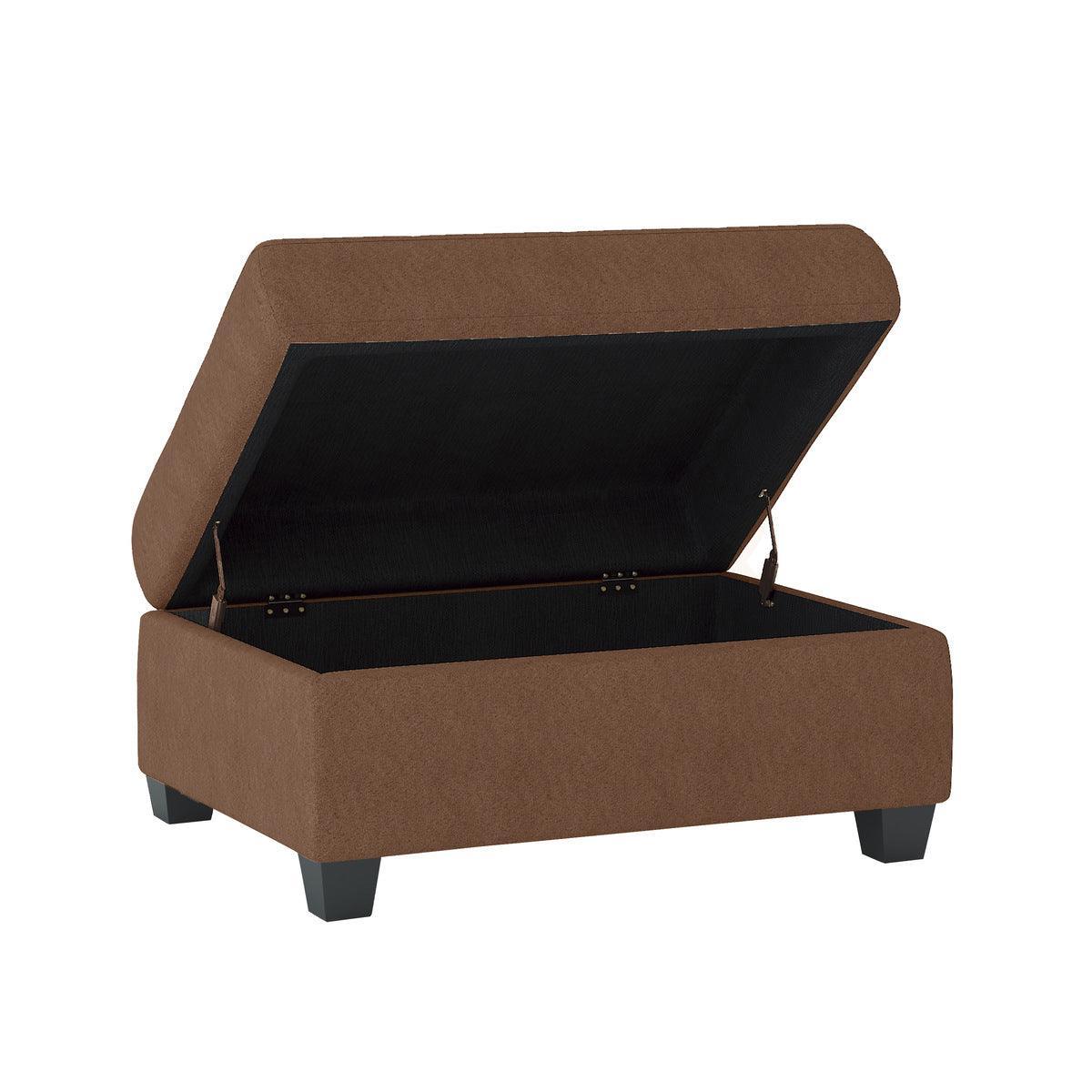 Chocolate Traditional Solid Wood And Plywood Fabric Upholstered Tufted Ottoman Sectional - Ella Furniture