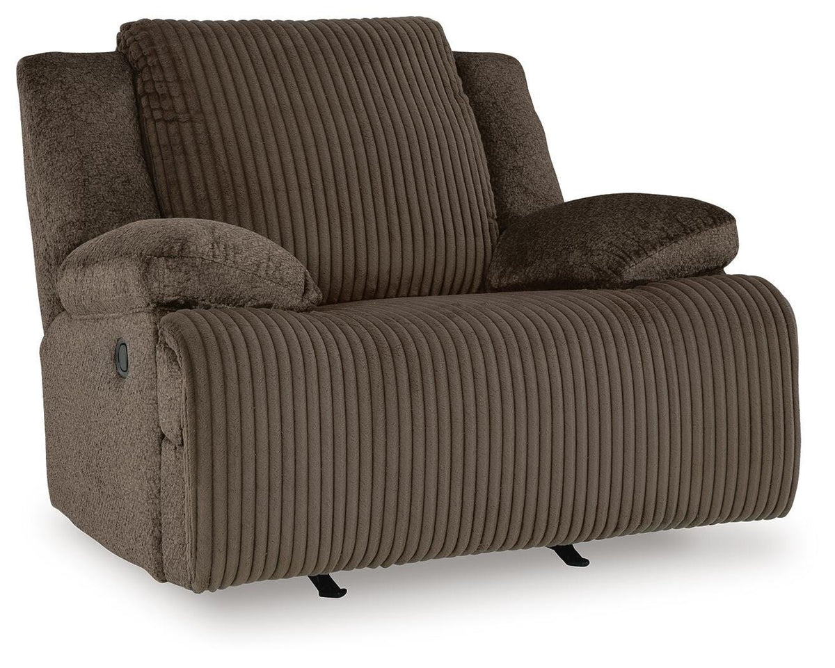 Top Chocolate 6-Piece Sectional with Recliner — angled view