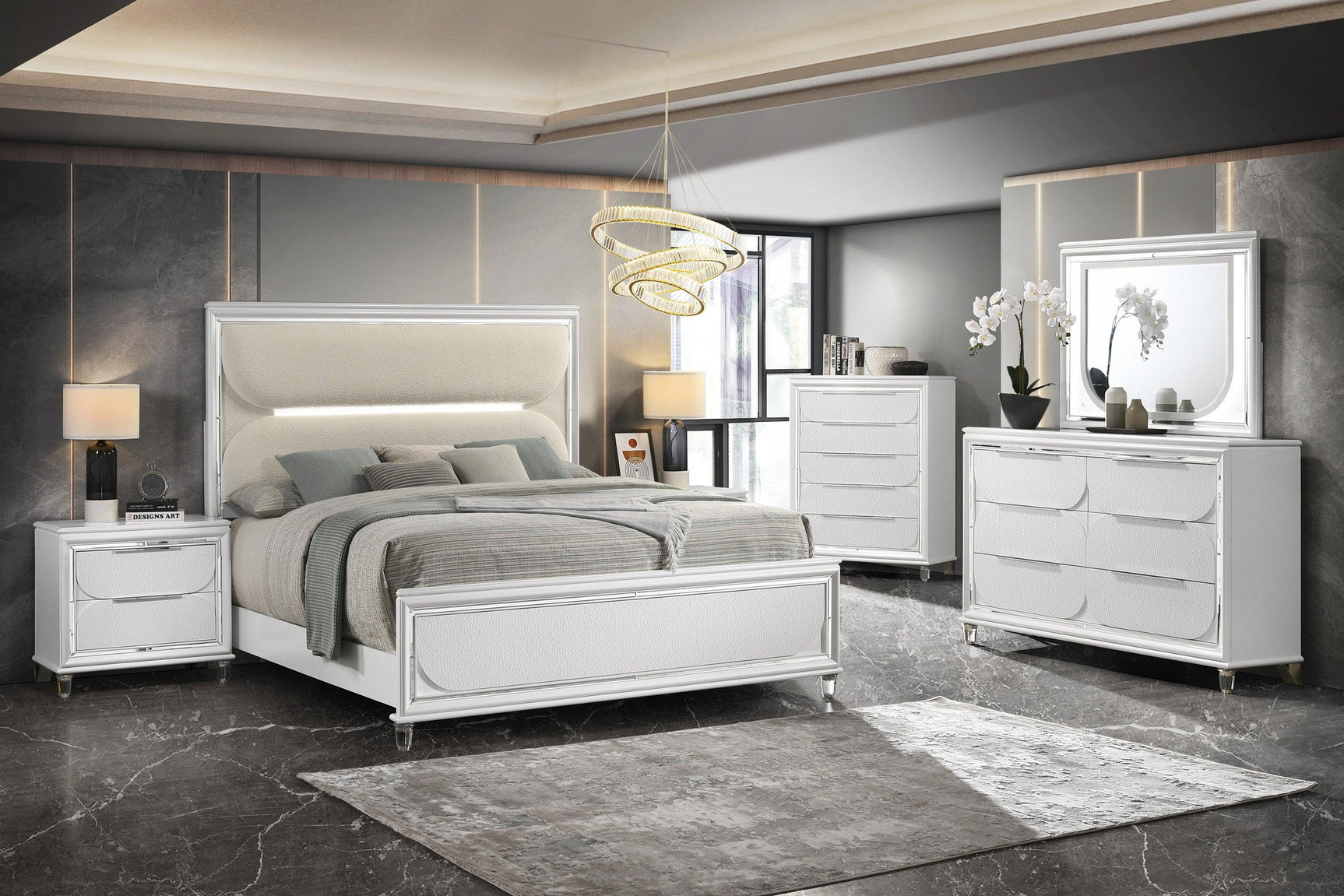 Eden White Modern Contemporary Solid Wood 5-Drawers Chest - Ella Furniture