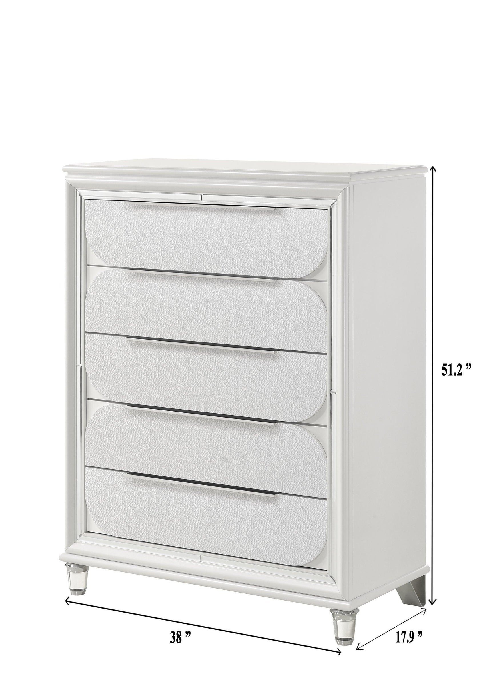 Eden White Modern Contemporary Solid Wood 5-Drawers Chest - Ella Furniture