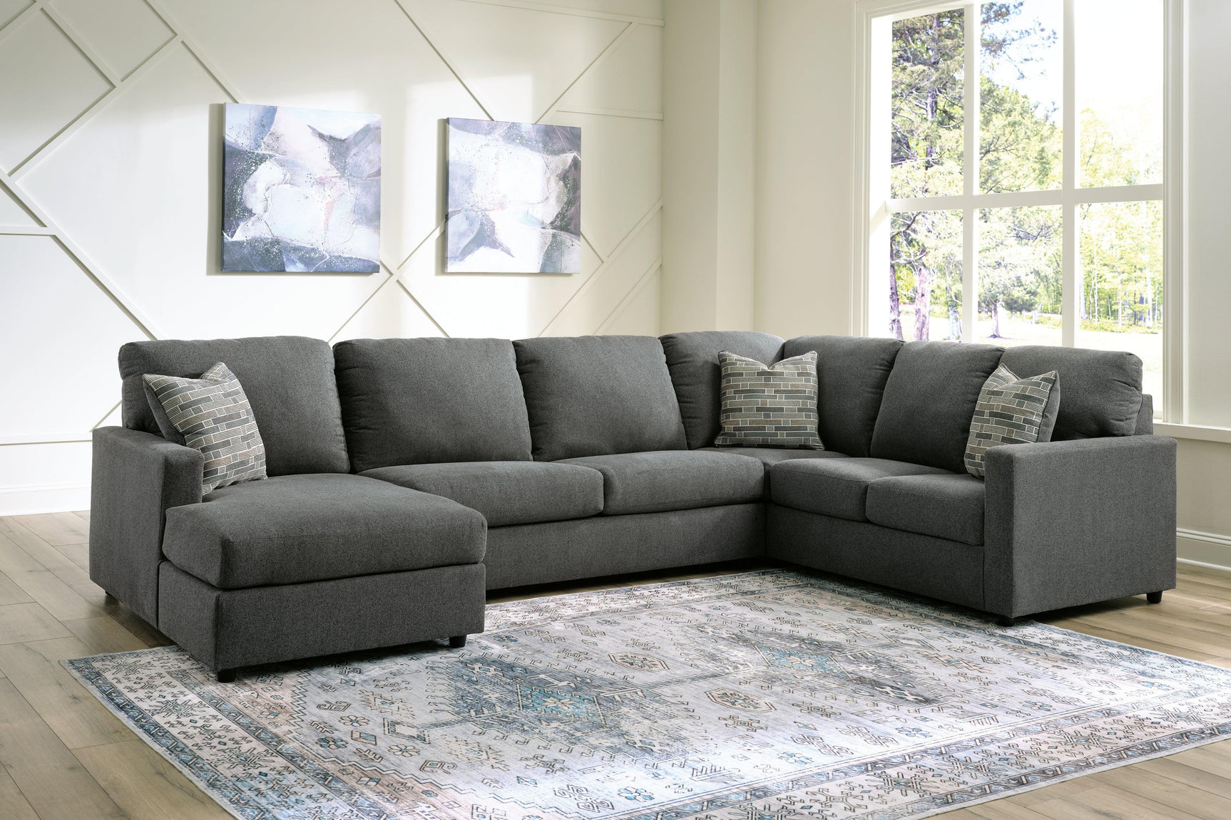 Edenfield Charcoal 3-Piece Sectional With Ottoman PKG014851 - 29003S1 | 2900308 - Ella Furniture