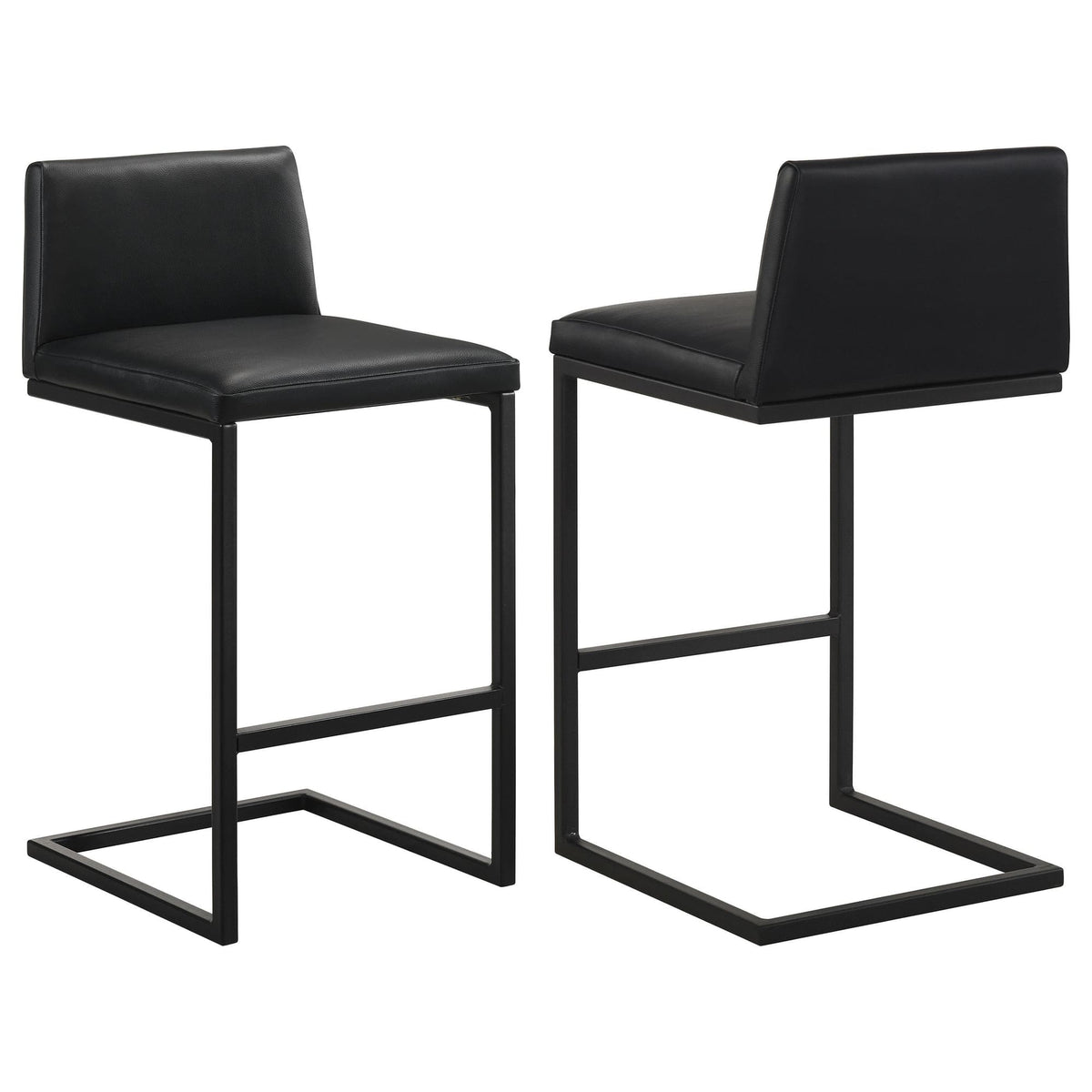Vardon Genuine Leather Bar Stool Black Set of 2 — product view