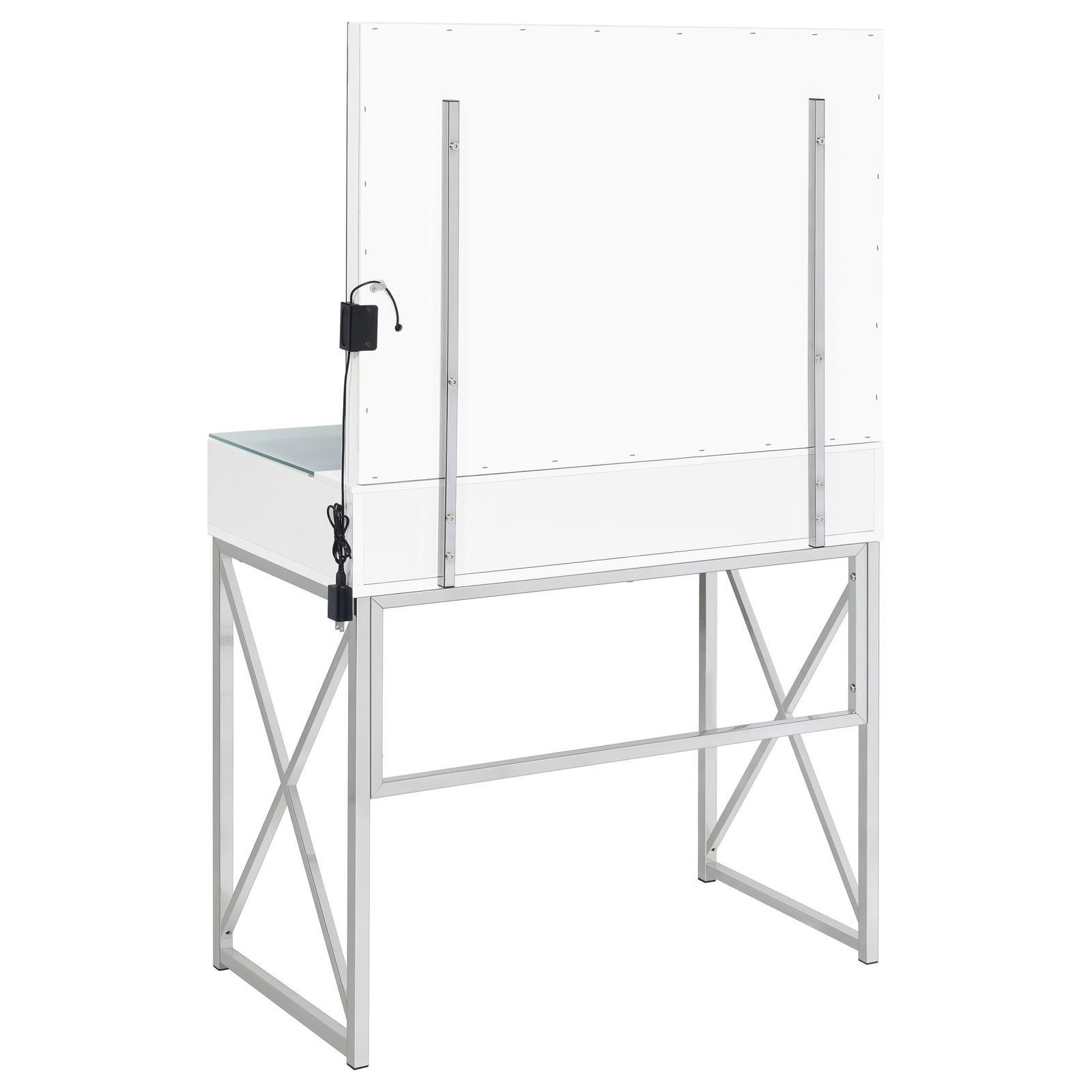 Eliza 2-Piece Vanity Set With Hollywood Lighting White And Chrome 936164 - Ella Furniture