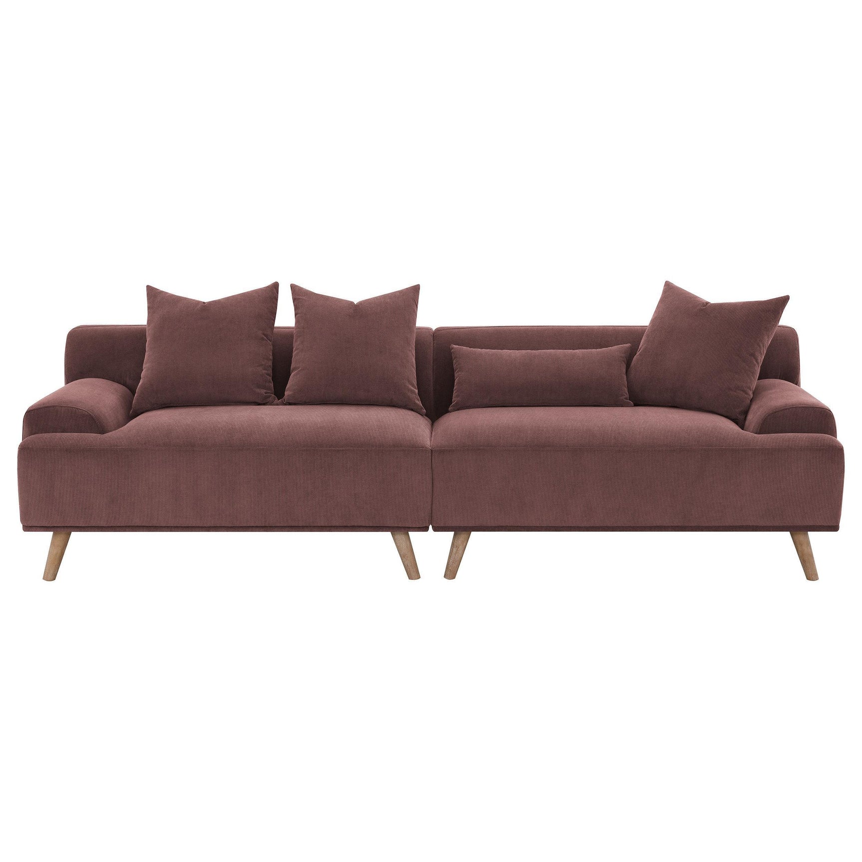 Elizabeth Corduroy Upholstered Extra Long Sofa Wine Red 503957 - Ella Furniture
