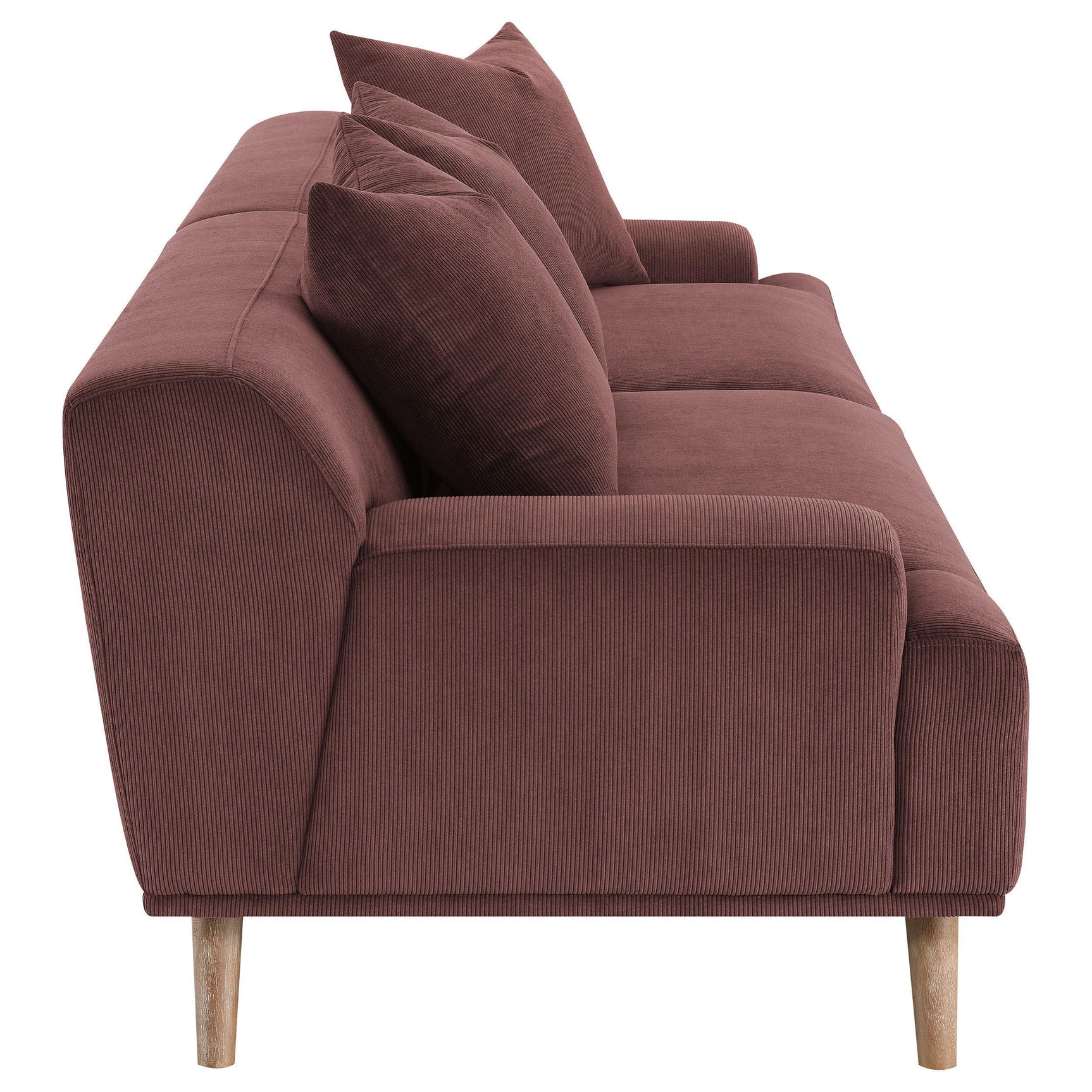 Elizabeth Corduroy Upholstered Extra Long Sofa Wine Red 503957 - Ella Furniture