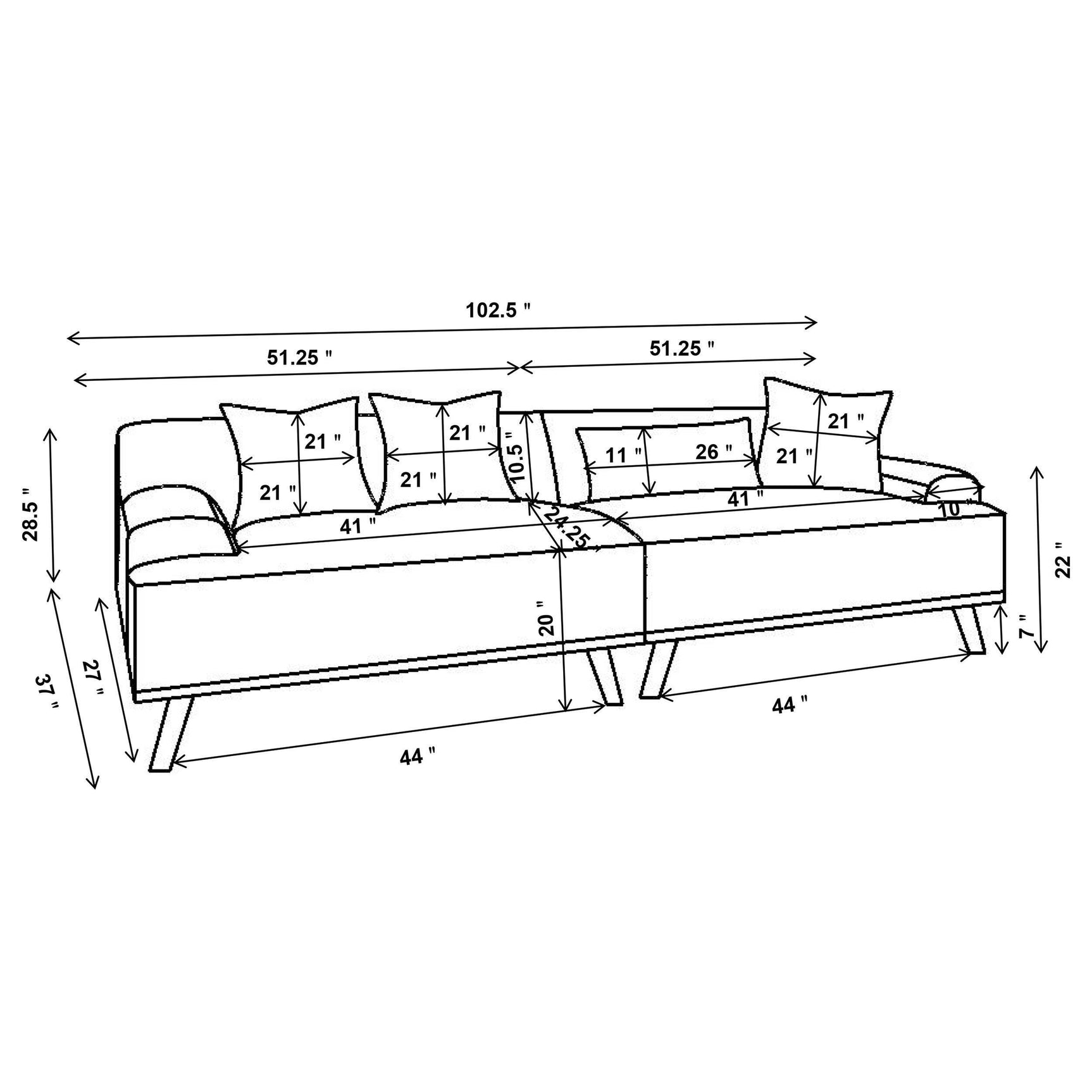 Elizabeth Corduroy Upholstered Extra Long Sofa Wine Red 503957 - Ella Furniture