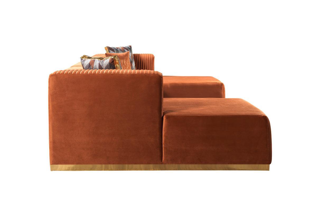Elizabeth Orange Velvet 4-Piece Sectional - Ella Furniture