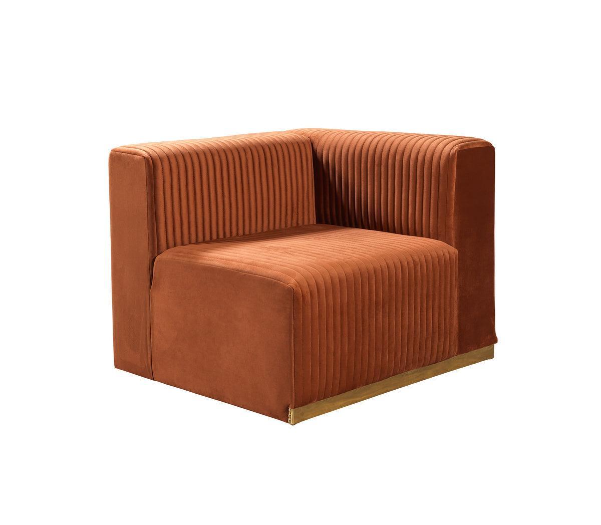 Elizabeth Orange Velvet 4-Piece Sectional - Ella Furniture