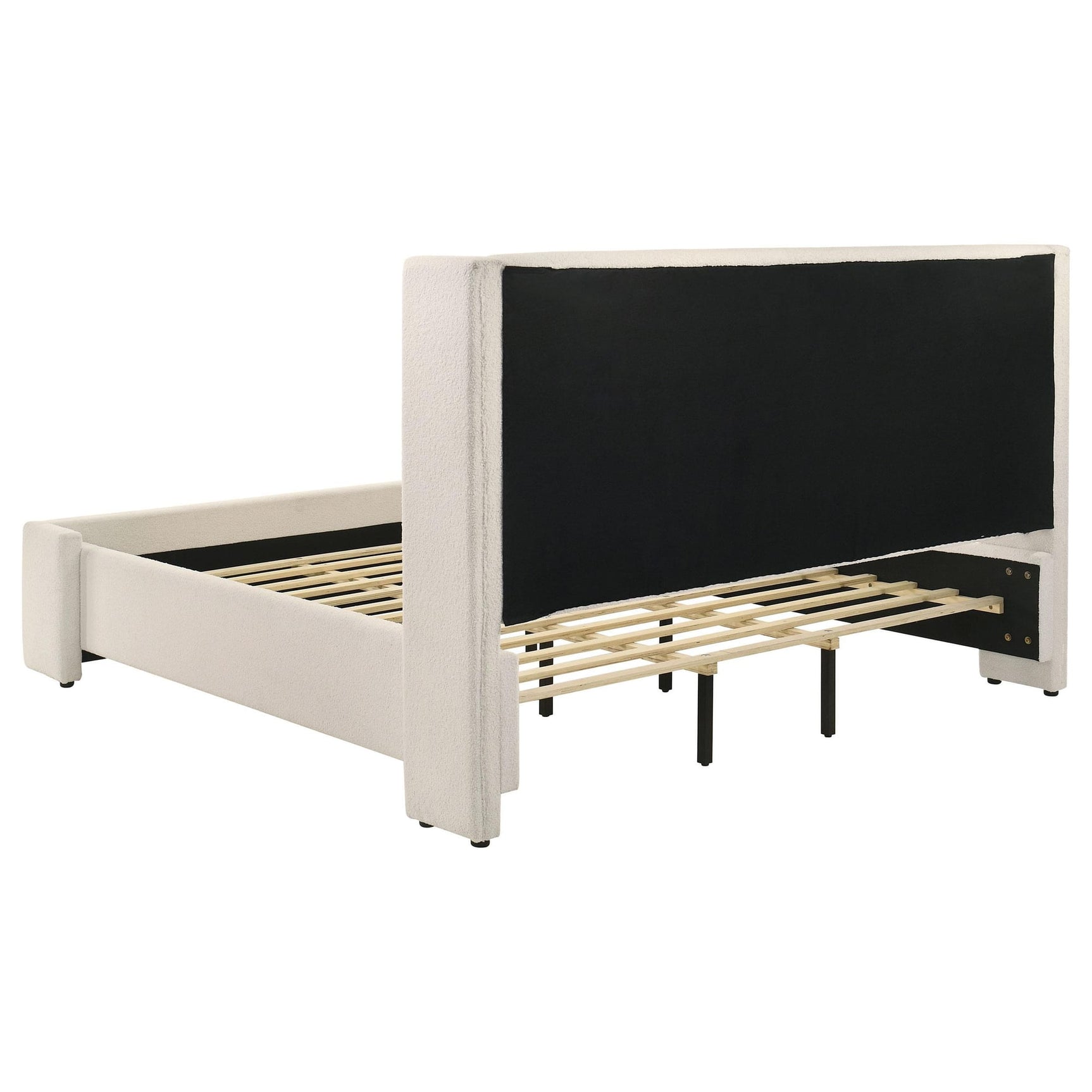 Alamosa Eastern King Boucle Upholstered Wingback Platform Bed White view 5