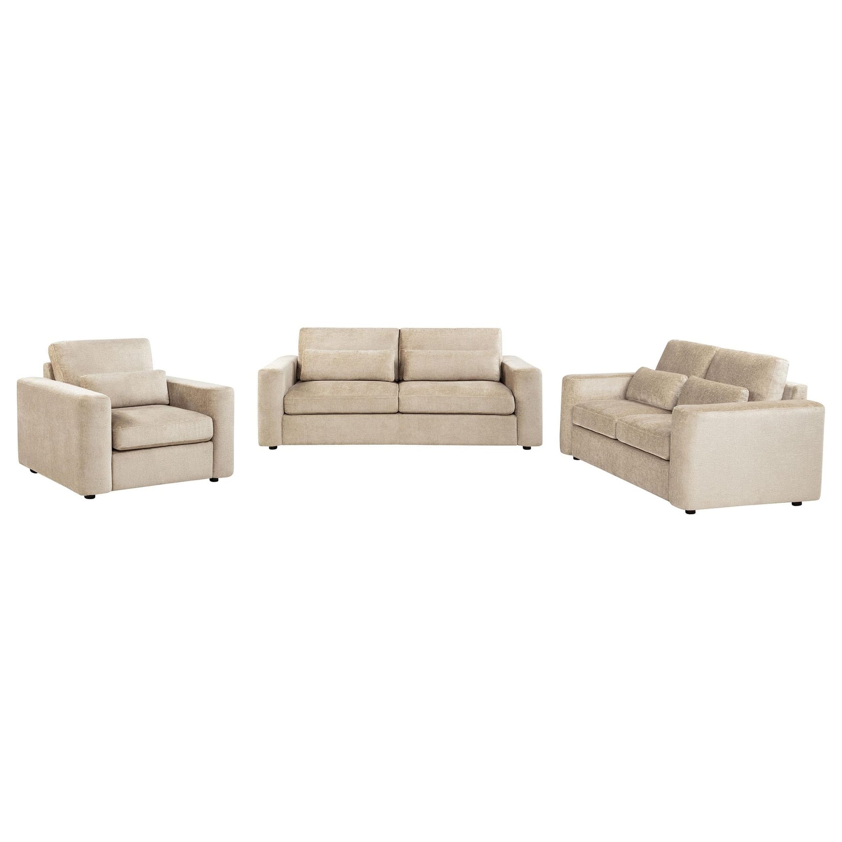 Amador 3-piece Chenille Upholstered Track Arm Sofa Set Camel view 2