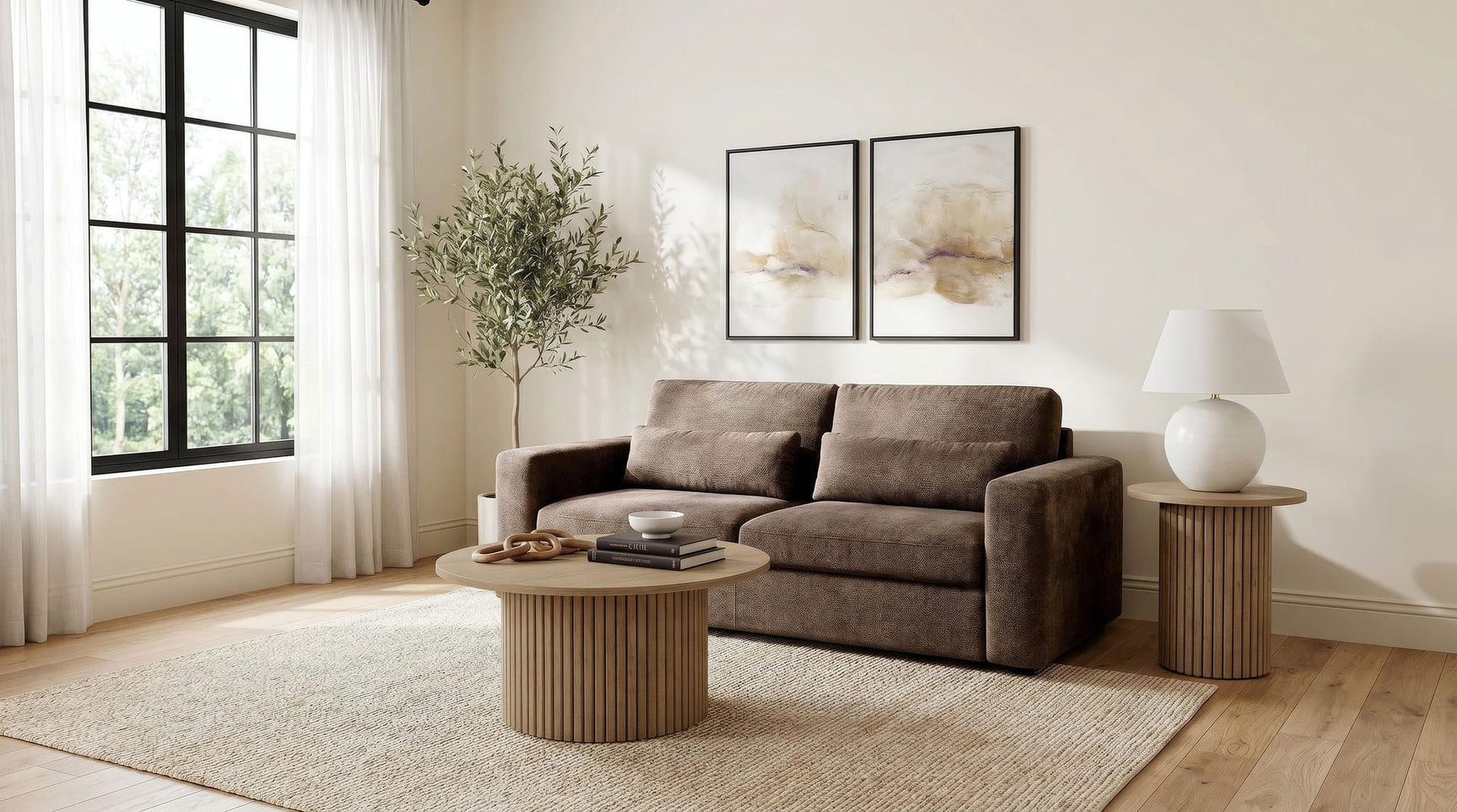 Amador Chenille Upholstered Track Arm Sofa Chocolate view 2