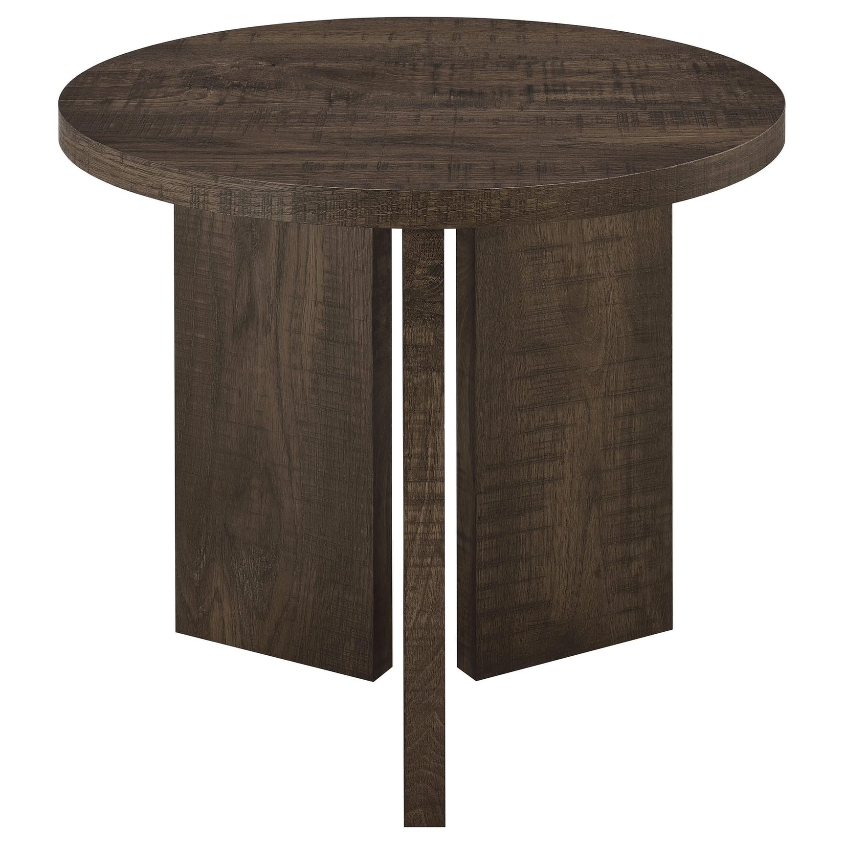 Aragon Round Panel Base End Table Dark Rustic Mango view 5