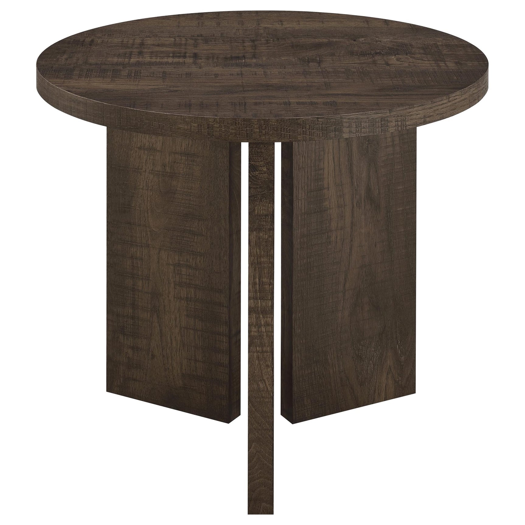 Aragon Round Panel Base End Table Dark Rustic Mango view 6