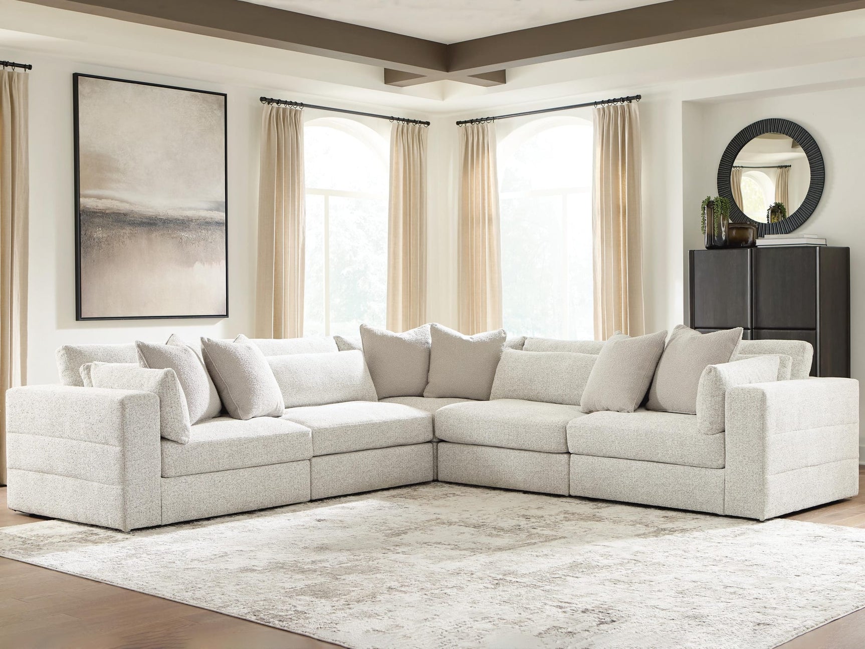 Ashbourne Estate Snowstone 5-Piece Sectional view 3