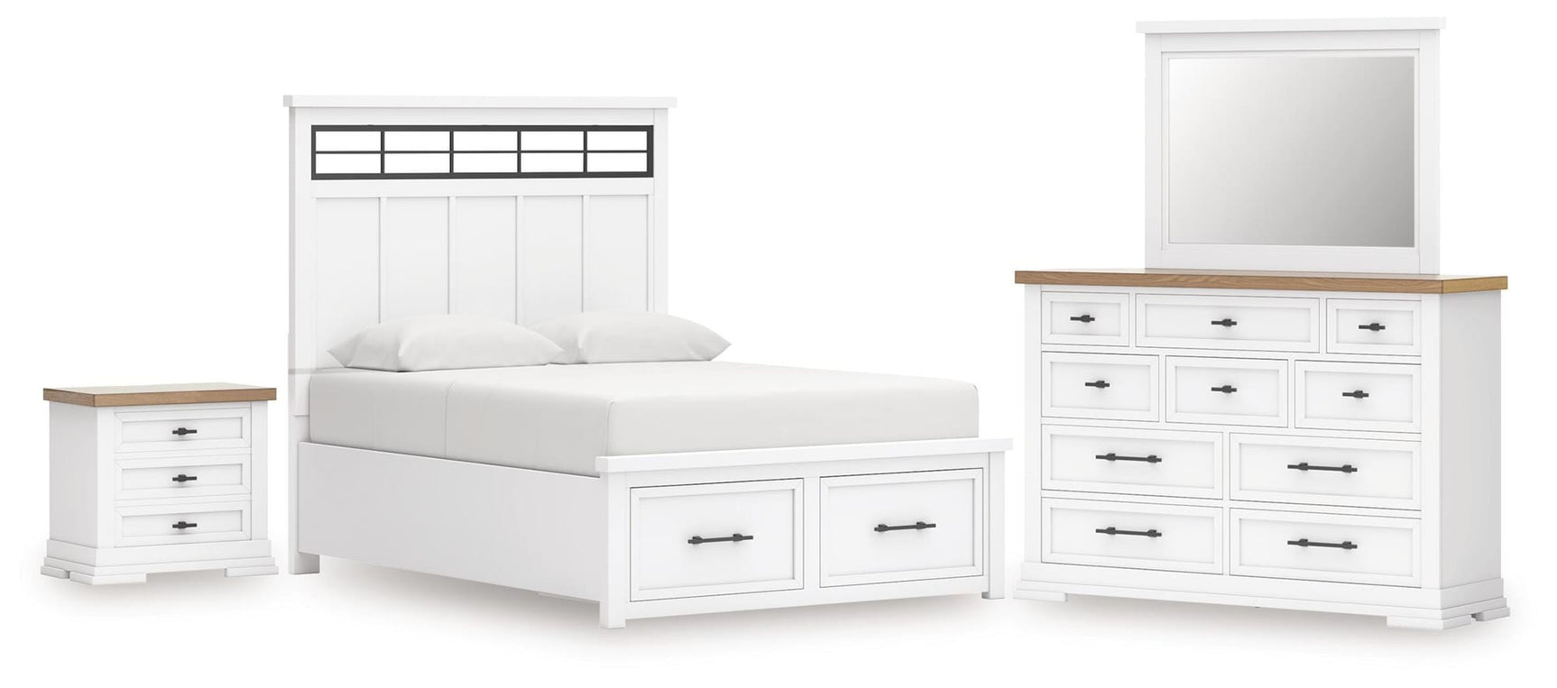 Ashbryn White/Natural Panel Storage Bedroom Set view 2