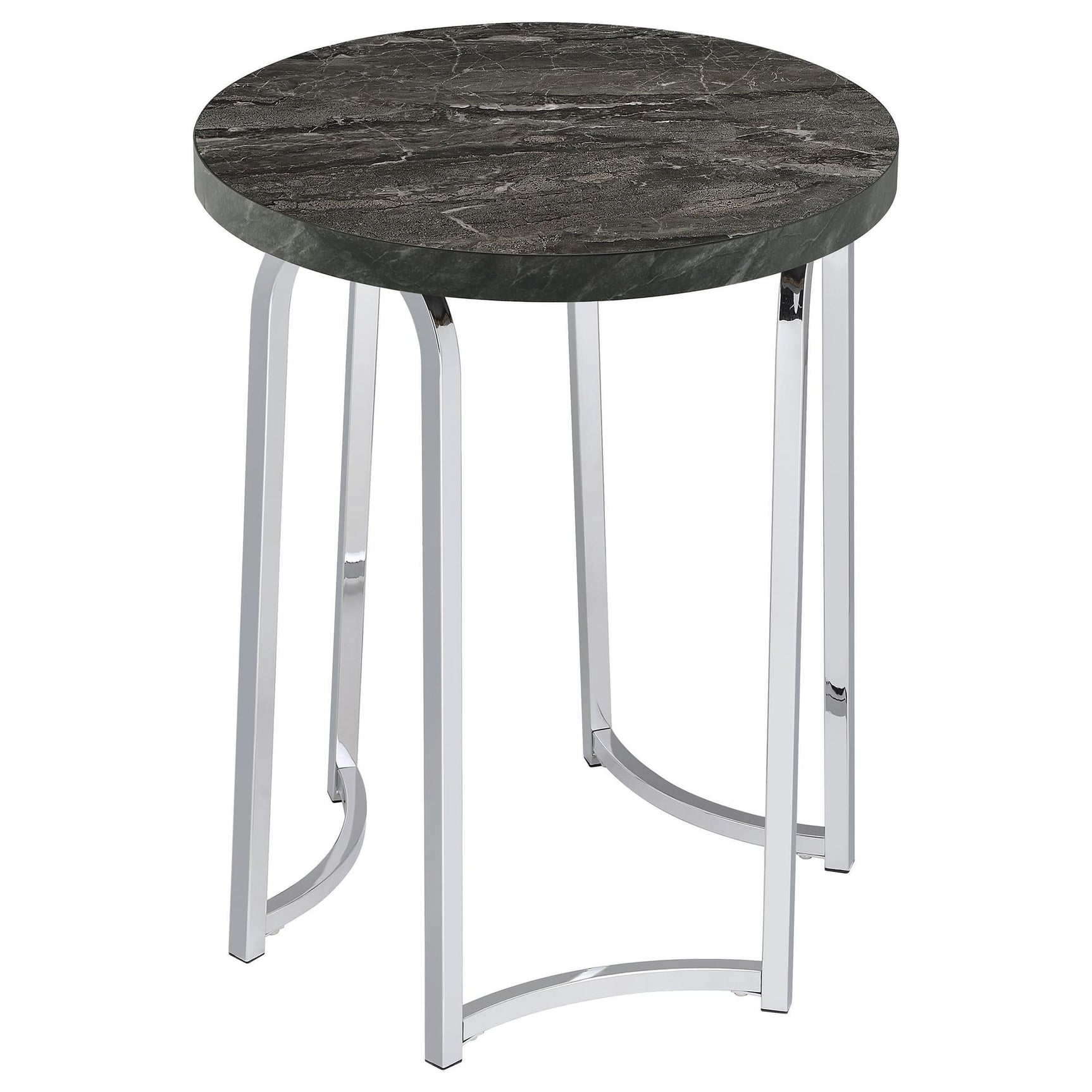 Barcelo Round Faux Marble Top Metal Side Table Grey view 4