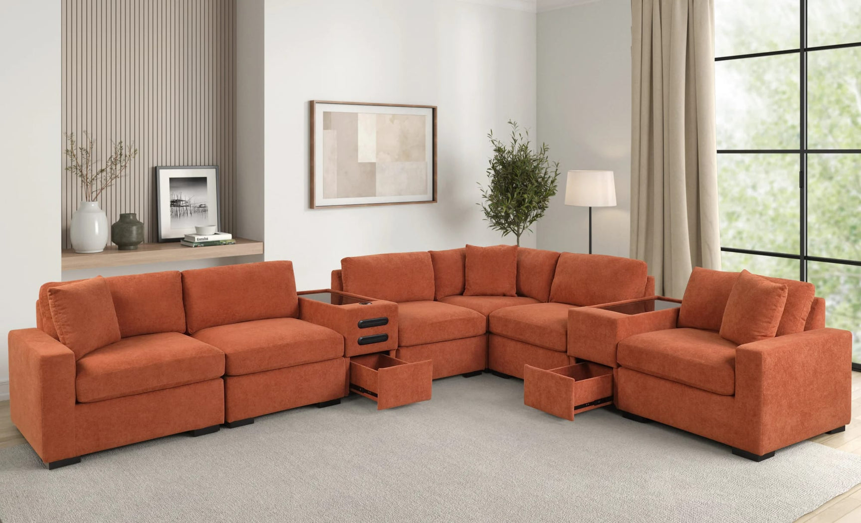 Barista Rust 8-Piece Modular Sectional Set w Bluetooth Speaker from Ella Furniture