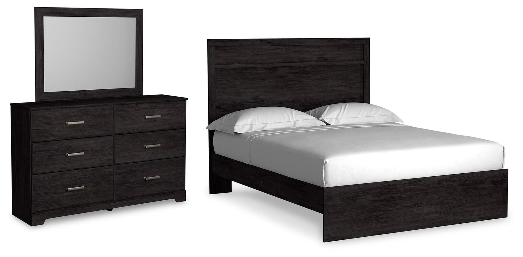 Belachime Charcoal Panel Bedroom Set Queen 3: Bed, Dresser, Mirror from Ella Furniture