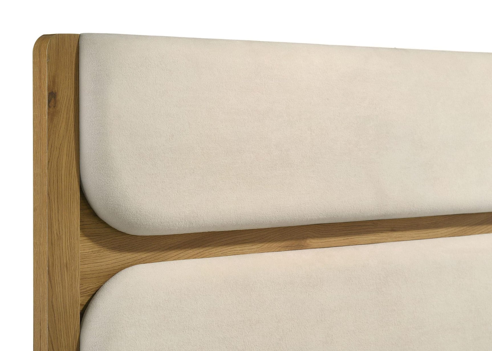 Bennett Full Mid-Century Fabric Upholstered Panel Bed Light Oak and Cream view 6