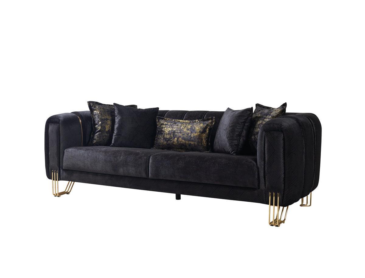 Ella Black Velvet Sofa & Loveseat - Ella Furniture