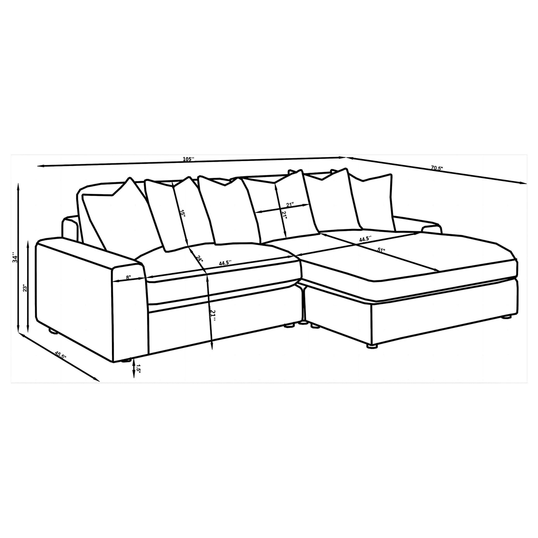 Blaine Upholstered Reversible Chaise Sectional Sofa Chocolate view 20