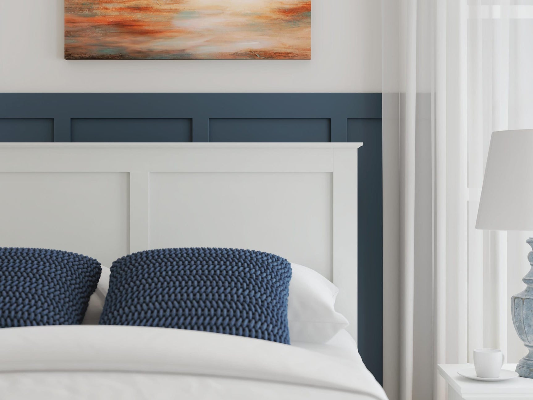 Bostwick White Shoals Panel Bedroom Set Full 3: Bed, Dresser, Mirror from Ella Furniture
