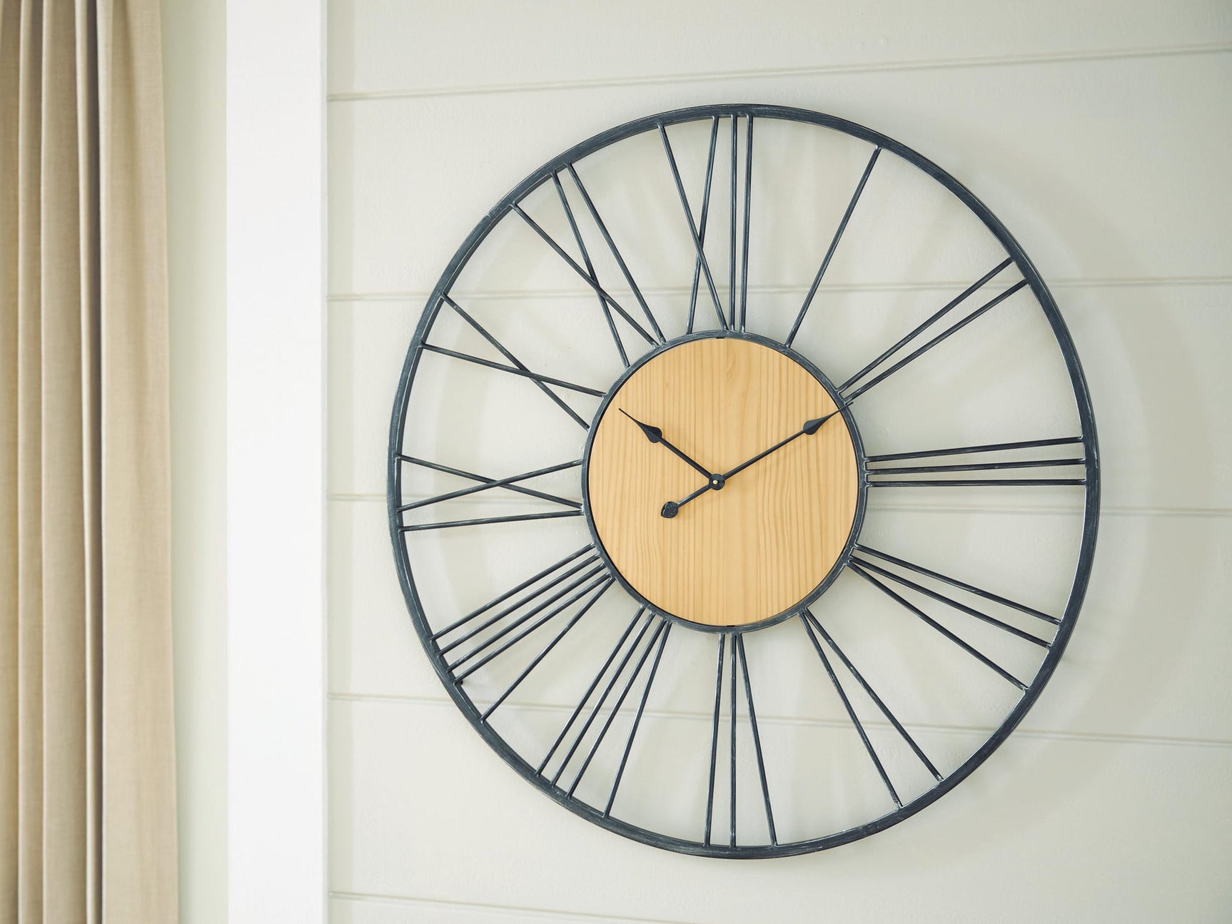 Brockett Black/Natural Wall Clock from Ella Furniture